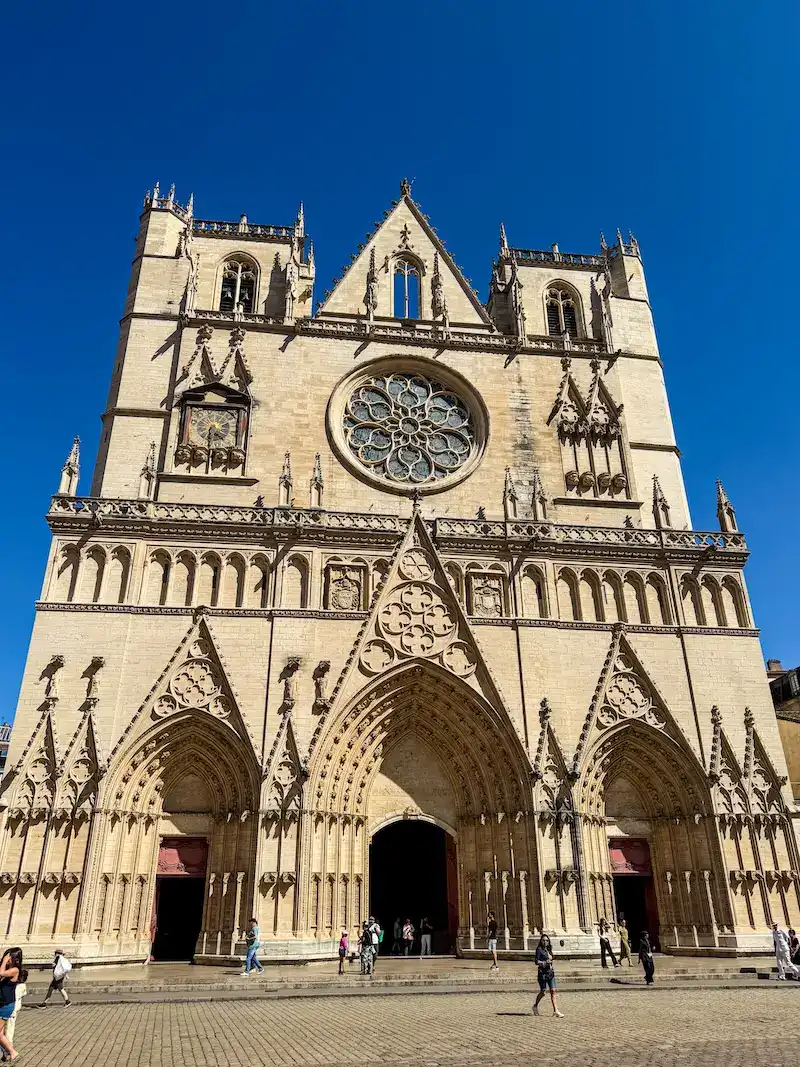 Outside the main cathedral on one day in Lyon
