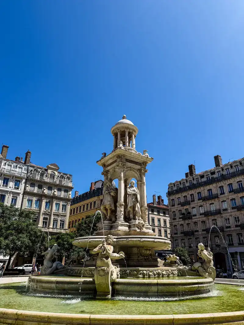 The fountain at the Place des Jacobins on one day in Lyon