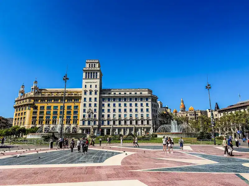 Plaça de Catalunya, the central square in Barcelona