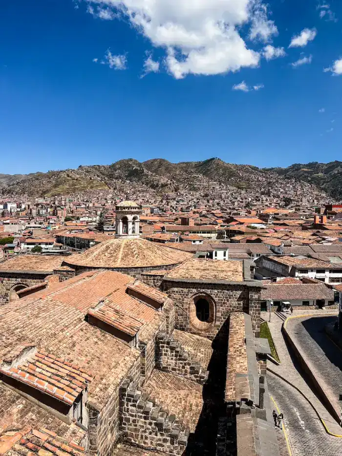 A view from above of Cusco on a Peru itinerary
