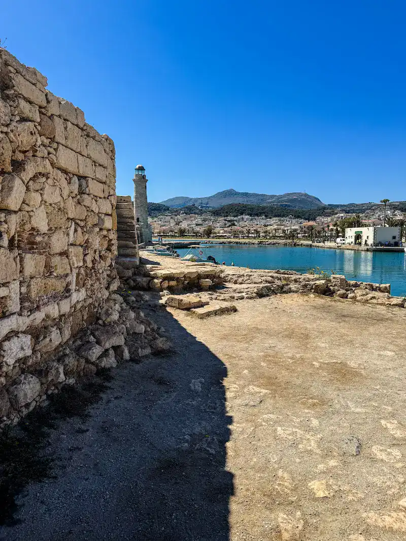 A lighthouse view in Rethymno on a Crete itinerary