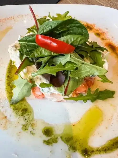 A shrimp salad at an eatery in Normandy